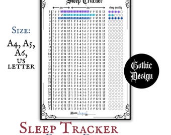 Gothic Sleep Tracker Digital Download Page Goth Planner Witchy Printable Habit Tracker Daily Log Monthly Habit Tracking Sleep Goal Routine