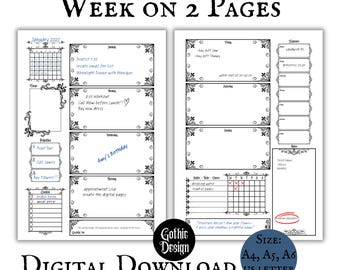 Gothic Undated Weekly Planner Pages Printable Download Week At A Glance Goth Core Downloadable Planner Aesthetic Productivity Weekly Pdf