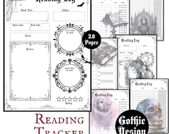 Gothic Reading Tracker Printable Reading Log Witchy Goth Book Tracking, Book Reading List Goth Core Download Gothic Planner Pages pdf