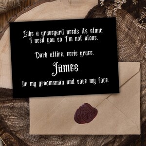 Carte de proposition de garçon d'honneur personnalisée mariage gothique noir carte de proposition de mariage sois mon meilleur homme carte personnalisée mariage sombre drôle imprimable téléchargement pdf