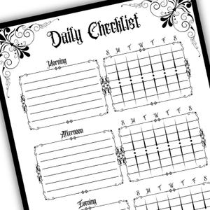 Gotisk daglig checklista Utskrivbar nedladdning Organiserad planerare Gotisk design ADHD-dagbok Daglig spårare Goth Core Estetisk planeraresida bild 3