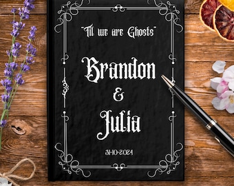 Custom Guest Book Gothic Wedding, Blank Pages A5 Personalized Black Wedding Journal, Witchy Wedding Diary Gift, Goth, Reception Guestbook