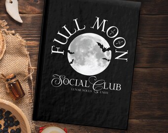 Cuaderno de luna llena de Witchy Journal, cuaderno de tapa dura negro de Witch Diary, cuaderno de luna estética Witch Core, diario de la Academia Celestial Dark