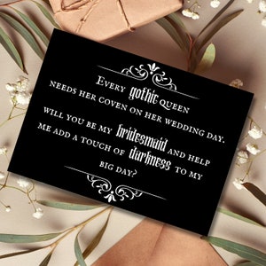 Cartão de proposta de dama de honra para casamento gótico pagão, cartão Be My Maid of Honor, casamento escuro engraçado, cartões Be My Bridesmaid para impressão