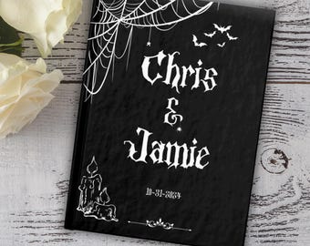 Custom Gothic Halloween Theme Guestbook Blank Pages A5 Personalized Black Wedding Journal Witchy Wedding Gift Gothic Wedding Guest Book
