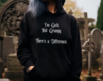 Sudadera gótica negra con capucha, ropa gótica de bruja, sudadera estética emo, sudadera divertida, sudadera con capucha con cita gótica, regalo de Halloween, regalos para góticos