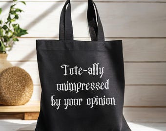 Gothic Tote Bag Black with Funny Quote Dark Academia Tote Bag Aesthetic Goth Bag Black Cotton Canvas Tote Bag Emo Shoulder Bag Gothic Phrase