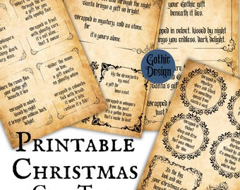 Gothic Christmas Gift Tags Vintage Printable Download Witchy Gift Labels Gothic Holiday Ephemera Aesthetic Gift Card Xmas Gift Decoration