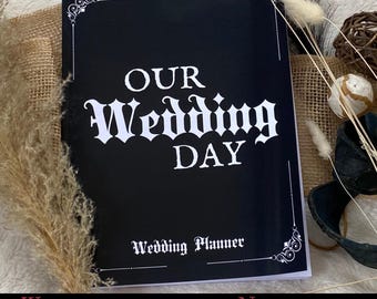 Libro planificador de bodas góticas Diseño gótico Carpeta de bodas definitiva Organizador melancólico Lista de verificación Personalizable Vintage Witchy Organized Wedding