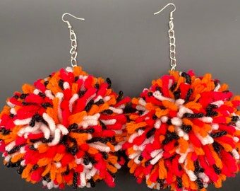 Color Burst Pom Pom Earrings