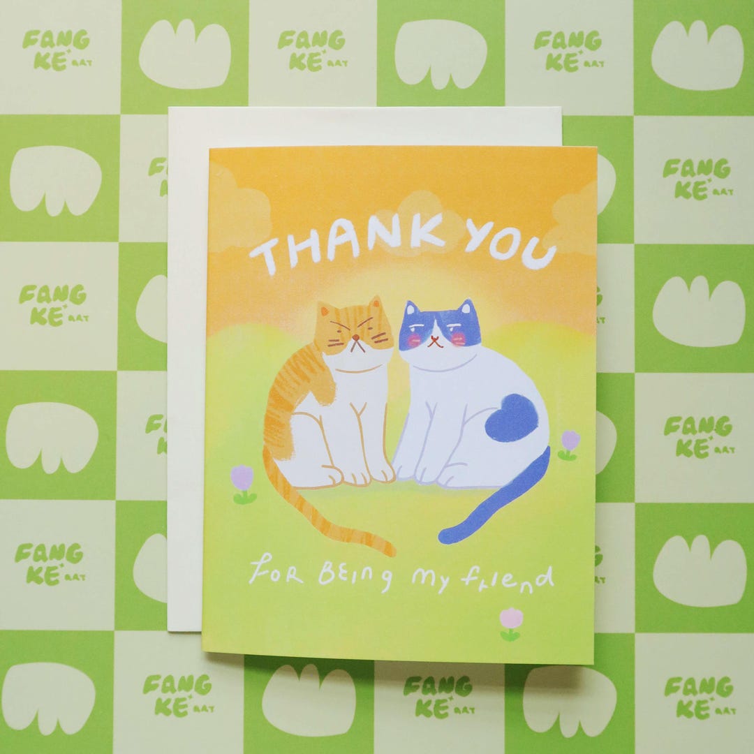 Cat Friends Thank You Card - Etsy
