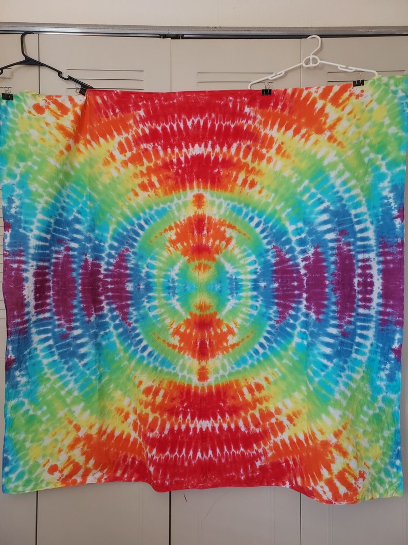 Tie Dye Tapestry Rainbow Ripple Tapestry Handmade Wall Art Etsy