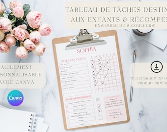 Digital product, digital products, chore chart, for children, digital product, household chores, routine, children's activities, French