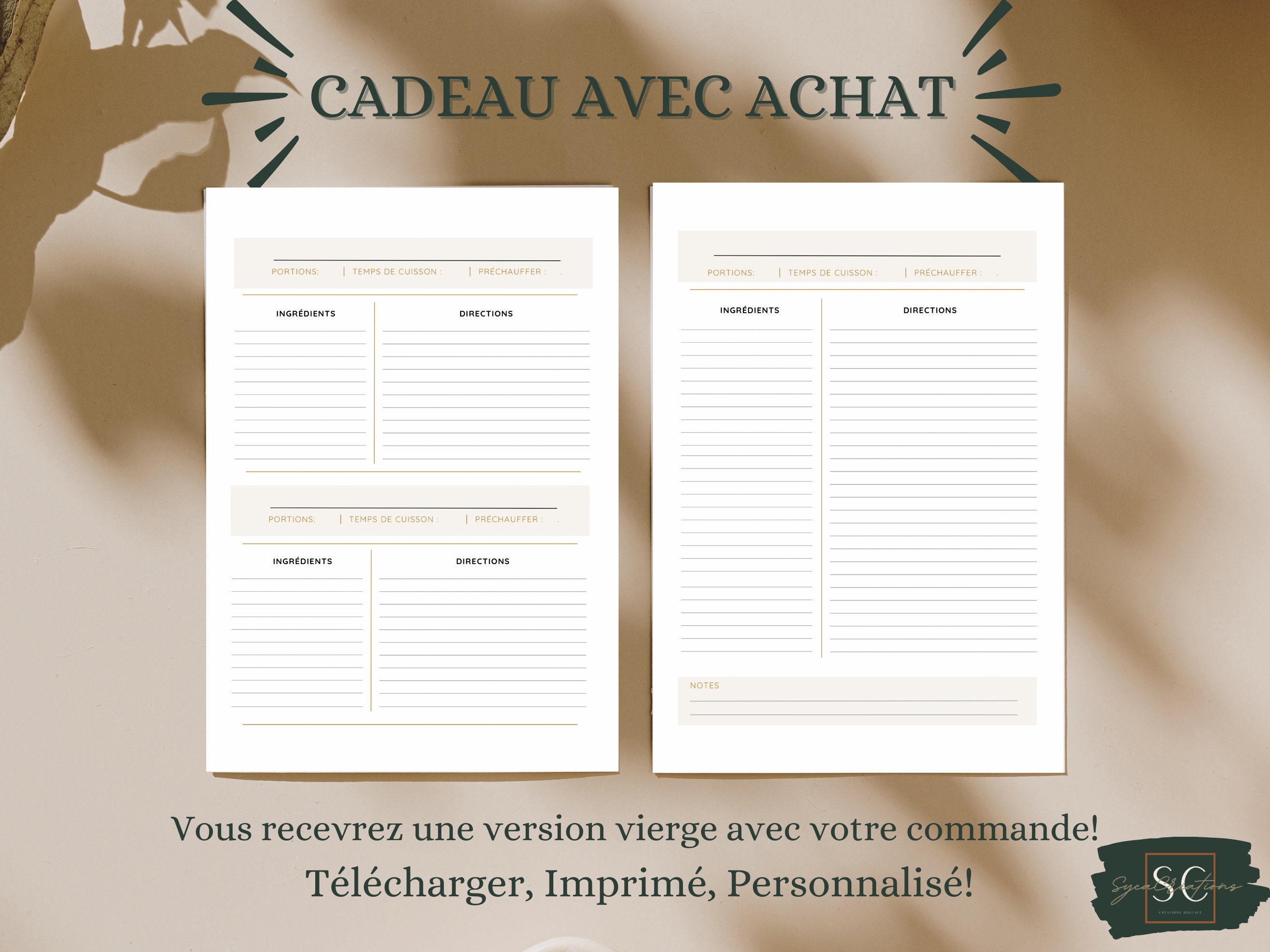 Recipe Card Template, Printable Recipe, Digital Recipe Card, Canva ...