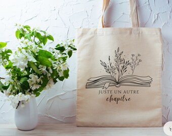 Just another chapter, totebag,booktok, reading gift, bag for reader, tote bag for book lover, French, bookish, Quebec