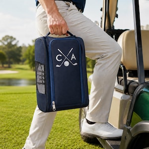 Aangepaste naam sportschoenentas, gepersonaliseerde golfschoencaddy, tas met schoenplaatje voor golfers, verjaardagscadeau golfliefhebber, gepersonaliseerd cadeau