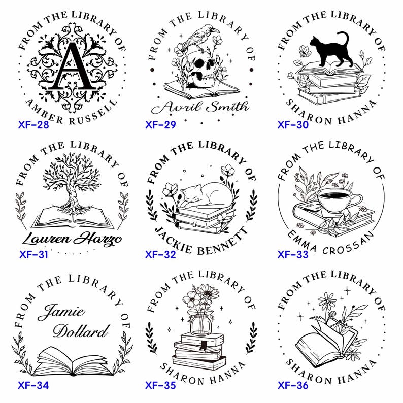 ANPASSAD PRÄGELPRÄGEL / bokstämpel / biblioteksprägel / Från biblioteket av prägel/Presenter för kattälskare/Presenter för bokälskare bild 6