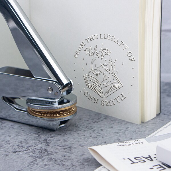 Book Embosser Personalized Library Embosser Etsy
