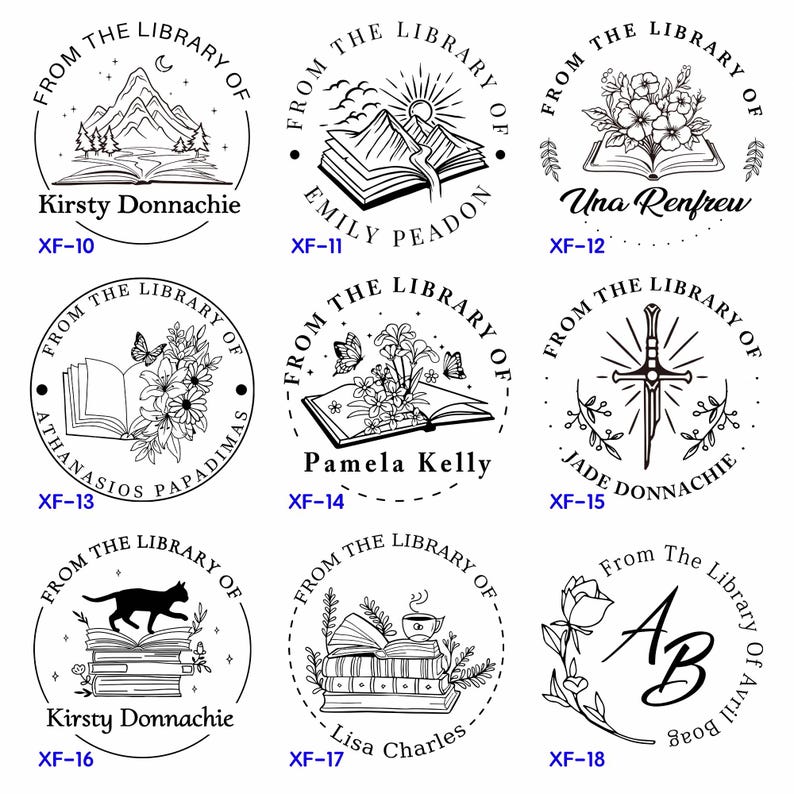 ANPASSAD PRÄGELPRÄGEL / bokstämpel / biblioteksprägel / Från biblioteket av prägel/Presenter för kattälskare/Presenter för bokälskare bild 4