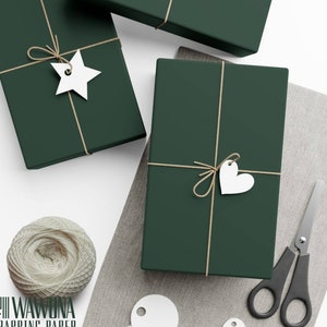 Rotoli di carta da regalo verde scuro Carta da regalo semplice verde foresta Carta da regalo di compleanno Carta da regalo di Natale Baby Shower Regalo Figlio Figlia Eco Premium