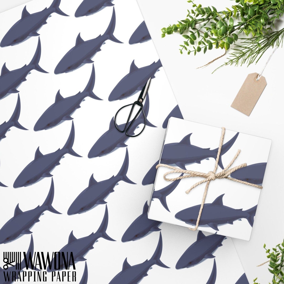 Shark Wrapping Paper Roll Present Wrapping Kids Wrap Birthday Present ...