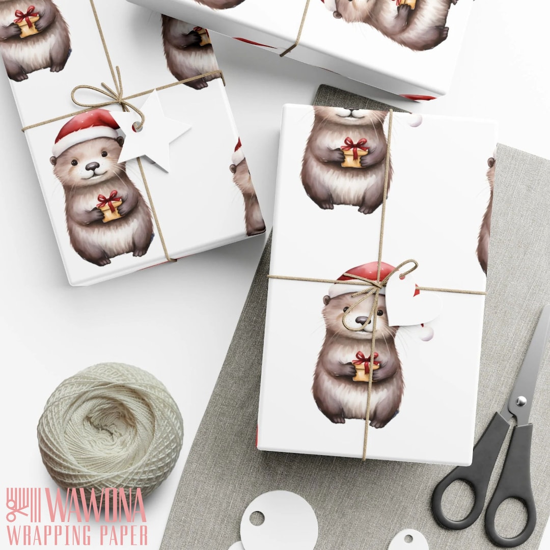 Otter Wrapping Paper Ocean Lover Gift Wrap Sea Themed Birthday Etsy