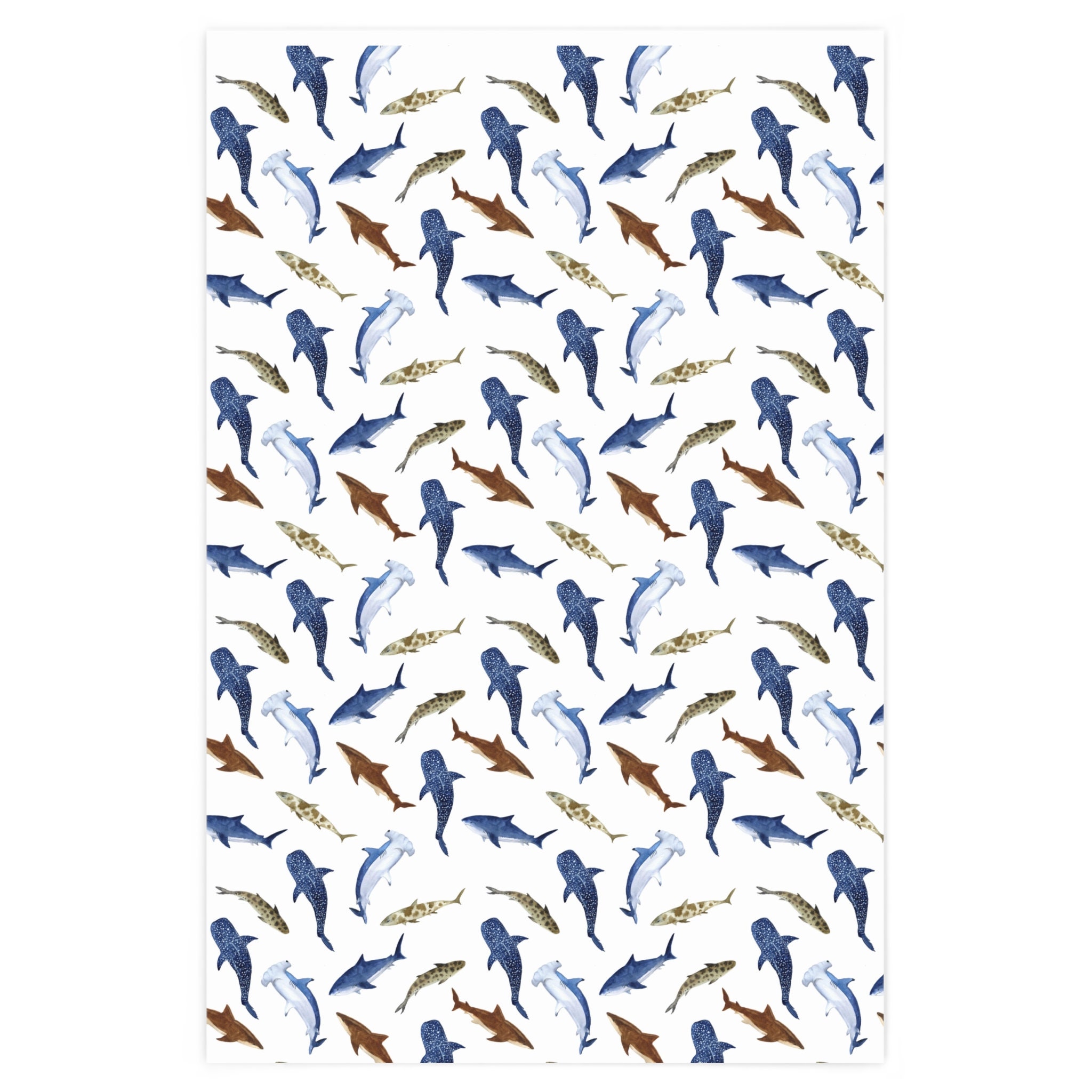 Shark Wrapping Paper Roll Present Wrapping Kids Wrap Birthday Ocean ...
