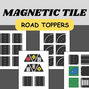 Adesivos de estrada de ladrilho magnético Toppers - Imprimíveis - Pré-escola Jardim de infância Educação domiciliar Brincadeira imaginária - Acessórios Magnatile