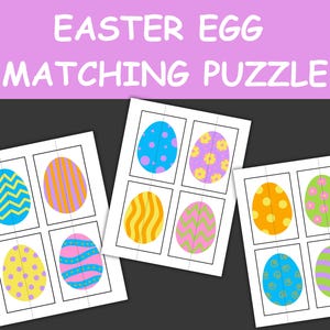 Easter Egg Matching Puzzle - Preschool Homeschool or Kindergarten Activity Game for your Busy Book Binder - Digital Download Worksheet