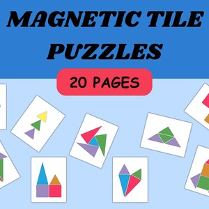 May include: A set of 20 magnetic tile puzzles featuring different shapes and colours. The puzzles are designed to help children develop their fine motor skills, problem-solving abilities, and spatial reasoning.