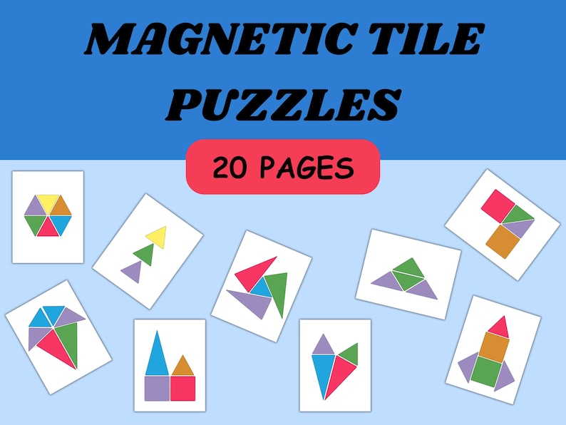 Magnetic Tiles Templates, Magnet Tile Activity Card Puzzles, Kids ...
