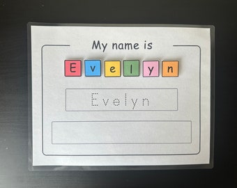 Attività di tracciamento del nome cancellabile a secco personalizzata per imparare a scrivere e scrivere il nome per la scuola materna o l'asilo