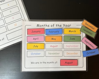 Months of the Year Busy Book Printable Activity - Calendar Worksheet for Homeschool, Pre-K, Preschool and Kindergarten - Digital Download