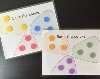 Sort Colors - Busy Book Activity for Preschool, Kindergarten, Homeschool Binder. Instant PDF Download