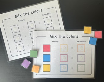 Primary and Secondary Colors Busy Book Activity for Preschool, Kindergarten, Homeschool Binder. Instant Download