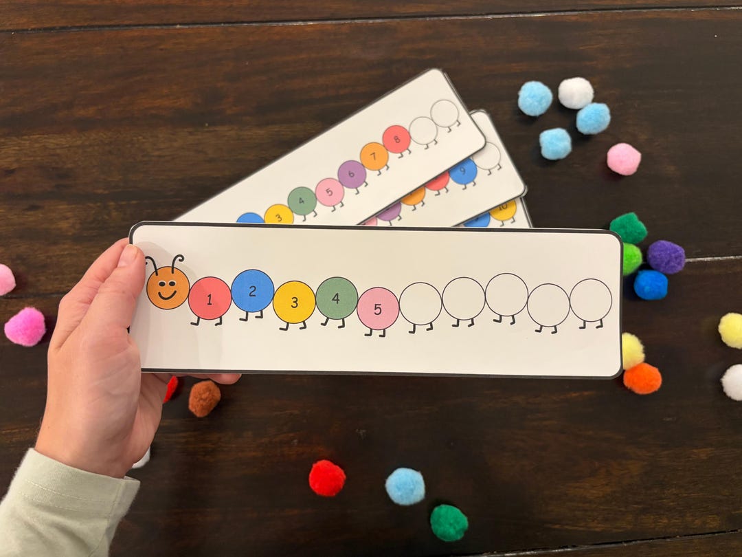Caterpillar Pom Pom Patterns Activity Cards - Count 1-10 With Pom Poms ...