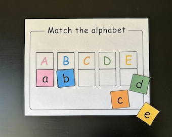 Alphabet Matching Puzzle - Learn the letters activity for Preschool Homeschool Kindergarten - Busy Book Binder - Digital Download Worksheet