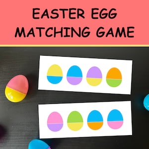 Easter Egg Matching Puzzle - Preschool Homeschool or Kindergarten Activity Game for your Busy Book Binder - Digital Download Worksheet