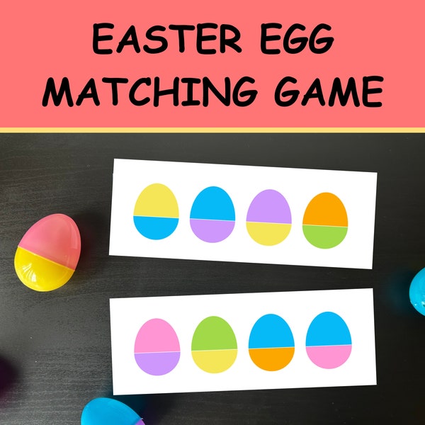 Easter Egg Matching Puzzle - Preschool Homeschool or Kindergarten Activity Game for your Busy Book Binder - Digital Download Worksheet