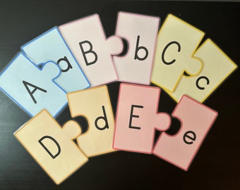 Letter Matching Puzzle Pieces Game - Learn the alphabet activity for Preschool Homeschool Kindergarten - Busy Book - Printable Flashcards