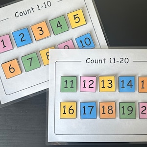 Quebra-cabeça de correspondência de números de 1 a 20 - Atividade para pré-escola, educação domiciliar ou jardim de infância para sua pasta de livros - Planilha para download digital