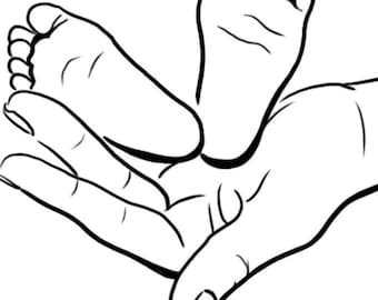 Baby Hands Feet Line Art Print: Minimalist Nursery Decor