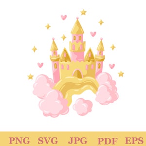 Printable Princess Wall Art, Princess Castle Wall Decor, Princess Castle Print, Pink castle Wall Art, Baby Girl Nursery Decor, Princess Girl