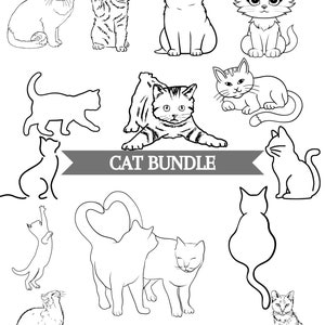 CATS BUNDLE SVG, Cats Svg, Cut Files for Cricut, Cats Clipart, Cat Silhouette Svg, Kitten Svg - Digital Download