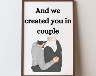 Personalized Muslim Couple Art Print: Islamic Home Decor (Digital Download)