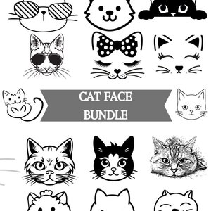 Cute Cat Svg Bundle, Cat Face Svg, Cute Cat Clipart Cat Svg File, Cat Head Clipart Cute Cat Svg, Cute Cat Png Cat Shirt Svg, Cat Head Svg