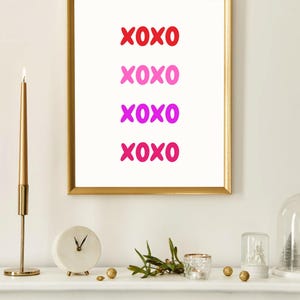 Xoxo Valentine Gift, Instant Download wall art xoxo print | red wall art | romantic wall art | Valentine&#39;s Day decor| printable wall art