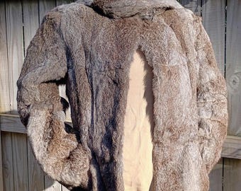 Vintage Women's Pelz Genuine Rabbit Fur Coat Size 38 Medium