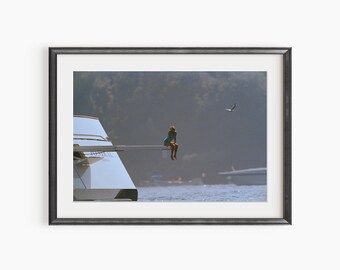 La princesse Diana Spencer sur un yacht, Portofino, Italie, tirages photographiques, princesse de Galles, affiche vintage, impression d'art photo de qualité musée