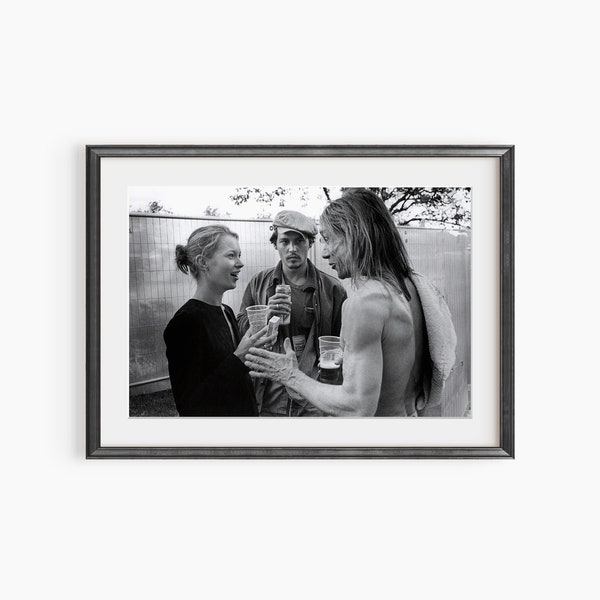 Iggy Pop, Kate Moss, Johnny Depp, Backstage Photo, Sex Pistols, Finsbury Park, London 1996, Bob Gruen, Photography Prints, Black White Photo